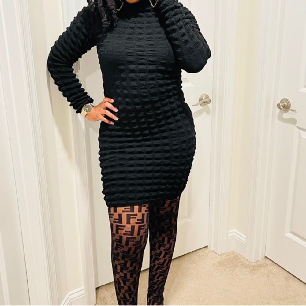 River Island black textured cut out bodycon mini dress